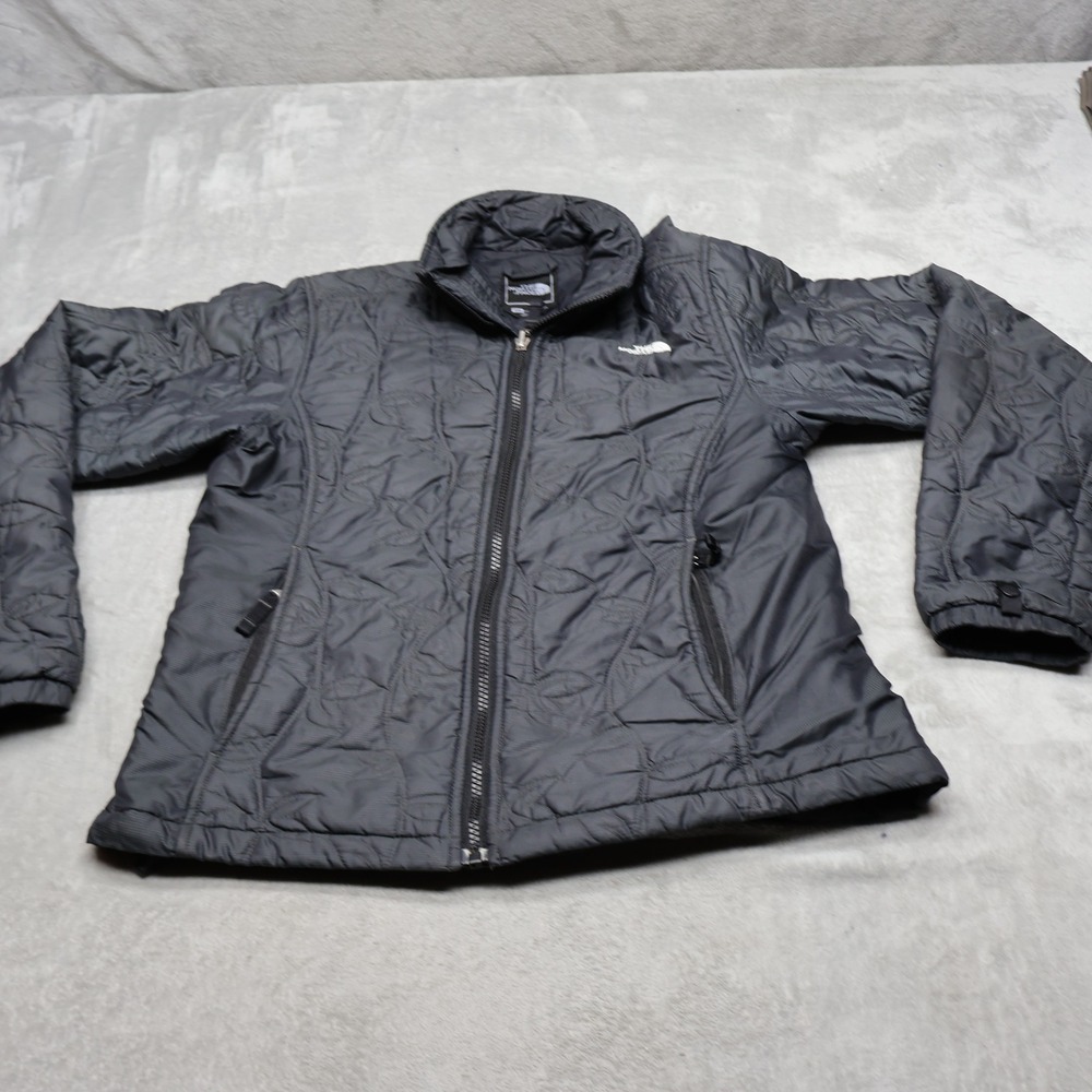 North Face Jacket Womens Medium Gray Full Zip Light Insulated Quilted Puffer